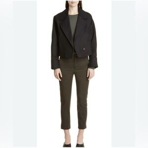 Vince Oversized Cropped Cotton Blend Blazer Jacket in Black Size XL